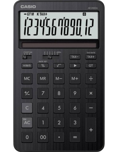 Casio JW-200DQ Calculadora de Sobremesa Compacta con Pantalla LCD de 12 Digitos - Calculo de Impuestos-Porcentajes-Raiz