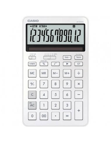 Casio JW-200DQ Calculadora de Sobremesa Compacta con Pantalla LCD de 12 Digitos - Calculo de Impuestos-Porcentajes-Raiz