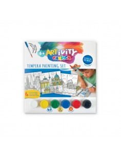 Carioca Artivity Cities of the World Vol. 1 Pack con 6 Laminas para Pintar-6 Botes de Tempera-Pincel