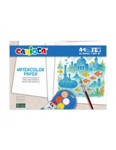 Carioca Watercolor Pack con 15 Hojas A4 para Acuarela - Papel de 300gr - No Deja que los Colores Traspasen