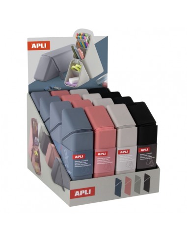 Apli Up North Expositor de 16 Estuches de Silicona Convertibles - Permite Abrirlos y Despegarlos Completamente - Medidas