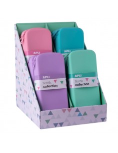 Apli Nordik Expositor de 8 Estuches de Silicona Ovalados - Resistentes al Agua - Medidas 225x45x105mm - Colores Surtidos