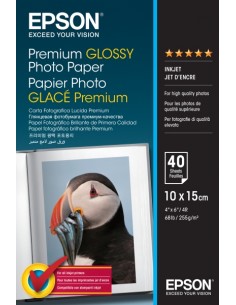 Epson Premium Glossy Photo Pack de 40 Hojas de Papel Fotografico - 10x15cm - Gramaje de 255g m2 - Acabado Brillante -