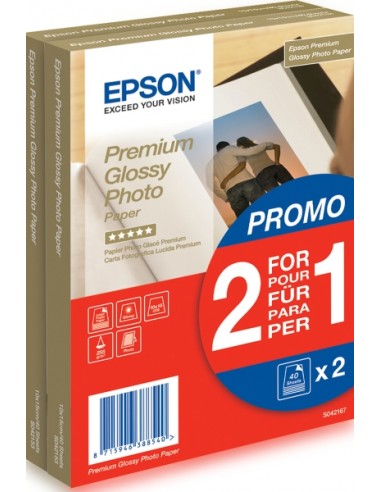 Epson Premium Glossy Photo Pack de 80 Hojas de Papel Fotografico - 10x15cm - Gramaje de 255g m2 - Acabado Brillante -