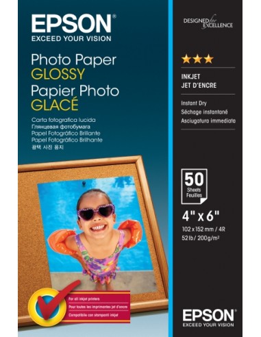 Epson Photo Glossy Pack de 50 Hojas de Papel Fotografico - 10x15cm - Gramaje de 200g m2 - Acabado Brillante - Compatible con
