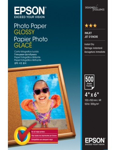 Epson Photo Glossy Pack de 500 Hojas de Papel Fotografico - 10x15cm - Gramaje de 200g m2 - Acabado Brillante - Compatible con