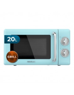 Cecotec Proclean 3110 Retro Blue Microondas con Grill - 700W - Capacidad 20L - 6 Niveles - Estilo Vintage - Avisador Acustico