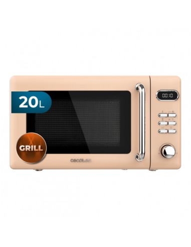 Cecotec Proclean 5110 Retro Beige Microondas con Grill - 700W - Capacidad 20L - 5 Niveles - Bloqueo de Seguridad Infantil -