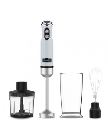 Cecotec Power RetroBlue 1200Max Cream and Crush Batidora de Mano - 1200W - Vaso de 0.5L - Accesorios Multifuncion - Campana