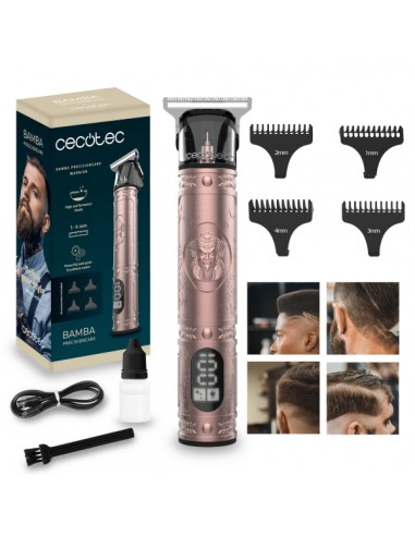 Cecotec PrecisionCare Warrior Afeitadora Recortadora - Recargable - Autonomia hasta 120 Minutos - Pantalla LCD - 4 Peines