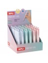 Apli Pocket Gel Expositor con 36 Mini Boligrafos de Tinta Gel Retractiles - Tinta Color Azul - Cuerpo de Diferentes Colores