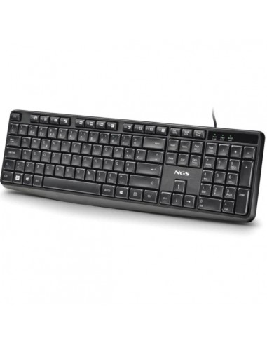 NGS Funky V4 Teclado USB - QWERTY Portugues - 12 Teclas Multimedia - Teclas de Membrana Silenciosas - Inclinacion Ajustable -