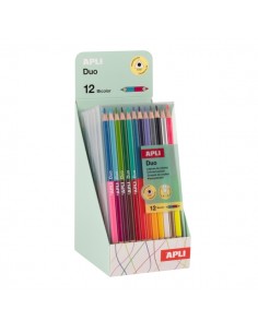 Apli Duo Expositor con 6 Packs de 12 Lapices de Colores de Doble Punta - Forma Triangular - Colores Surtidos
