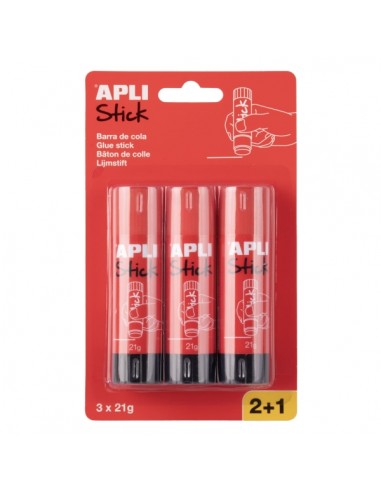 Apli Pack con 3 Barras de Pegamento 21g - Facil Aplicacion - Secado Rapido - Transparente