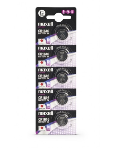 Maxell Pack de 5 Pilas Litio de Boton CR1616 3V
