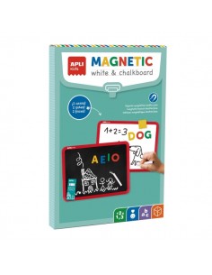 Apli Pizarra Magnetica Doble Cara - Una Cara Para Tiza y otra para Rotuladores - Incluye Rotulador-Caja de Tizas y Borrador