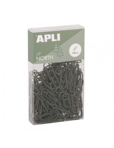 Apli Up North Pack con 140 Clips de Metal 28mm - Color Caqui
