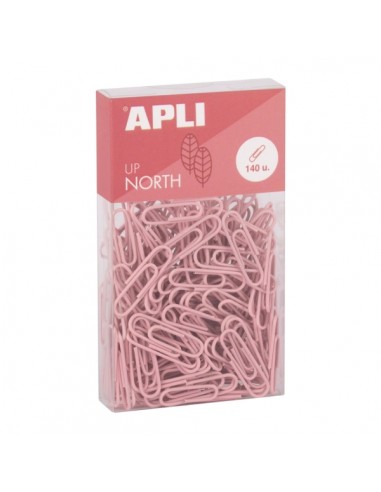 Apli Up North Pack con 140 Clips de Metal 28mm - Color Rosa