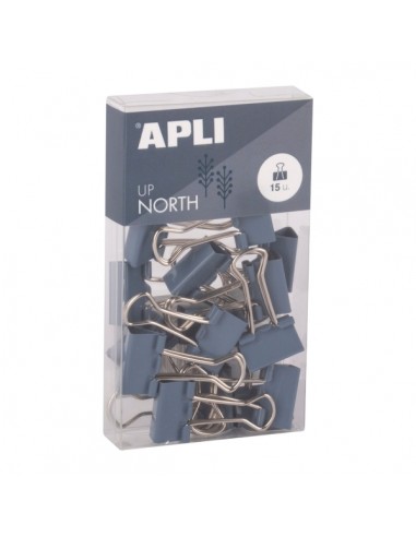 Apli Up North Pack con 15 Pinzas de Metal 19mm - Color Azul