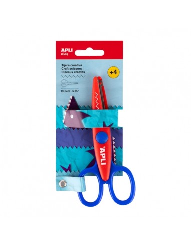 Apli Kids Tijera Escolar Creativa 13.5cm - Corte en Zig Zag - Color Rojo Azul