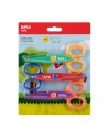 Apli Kids Pack con 3 Tijeras Escolares Creativas 13.5cm - 3 Cortes Distintos-Curva-Dentada y Zig Zag - Colores Surtidos