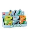 Apli Kids Expositor con 18 Tijeras Preescolares 12cm - Sistema de Seguridad que Evita Cortes en la Piel-el Pelo o la Ropa -