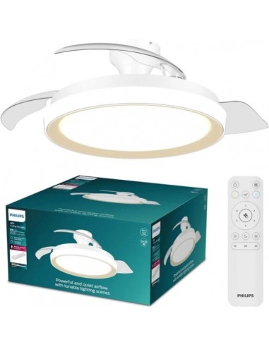 Philips Bliss DC Fan Ceiling Ventilador de Techo con Luz LED Hasta 6500K - Aspas Retractiles - 35W Ventilador-28W Luz -
