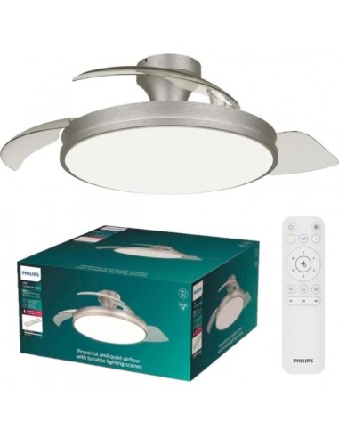 Philips Atlas DC Fan Ceiling Ventilador de Techo con Luz LED Hasta 6500K - Aspas Retractiles - 35W Ventilador-28W Luz -