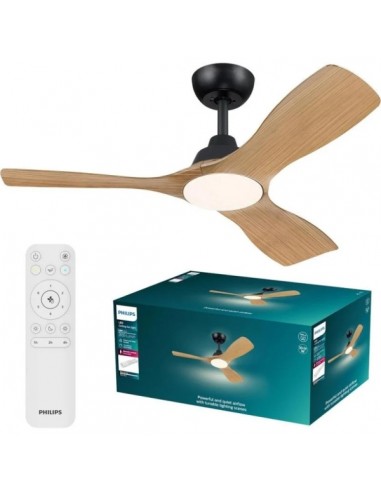 Philips Olas Fan Ceiling Ventilador de Techo con Luz LED Hasta 6500K - Aspas Fijas - 30W Ventilador-24W Luz - Mando a