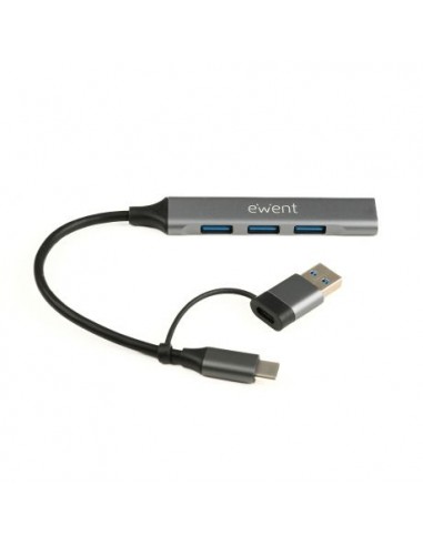 Ewent EW1154 Hub 4 Puertos - 4x USB-A 3.2 Gen1 Hasta 5Gbps - Color Gris