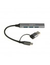 Ewent EW1154 Hub 4 Puertos - 4x USB-A 3.2 Gen1 Hasta 5Gbps - Color Gris