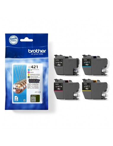 Brother LC421 Pack de 4 Cartuchos de Tinta Originales - LC421VAL