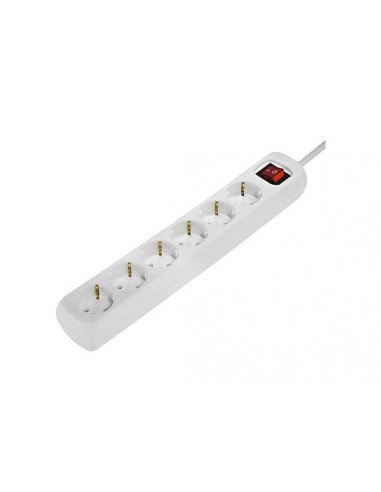 Hama Regleta Alimentacion con 6 Tomas - Cable 1.4m - Interruptor de Encendido - 33.7x5.5x4.7cm - Color Blanco