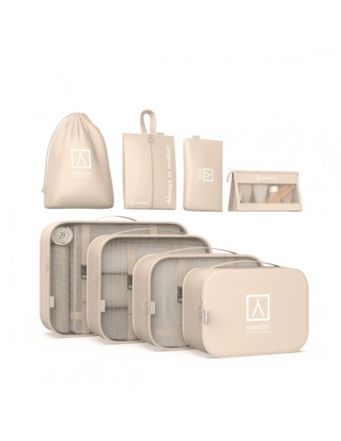 Numada Midweek A80 Pack de 8 Organizadores de Maleta - Poliester Impermeable - Malla Semitransparente - Cremallera con Doble