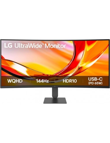 LG Ultrawide Monitor 34" Curvo 1800R VA QHD 144Hz HDR10 AMD FreeSync Premium - Respuesta 5ms - 21 9 - Ajustable en Altura