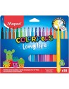 Maped Color`Peps Longlife Pack de 18 Rotuladores con Punta Media Bloqueada 3.7mm - Tinta Lavable - Colores Surtidos