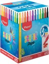 Maped Color`Peps Longlife School Pack de 72 Rotuladores con Punta Media Bloqueada 3.7mm - Tinta Lavable - Colores Surtidos