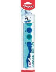 Maped Kidy Lern Concentration Regla 20cm - DiseÃ±ada para Ayudar a la Concentracion - Zonas Tactiles Extraibles - Color Azul