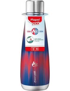 Maped Picnik Botella Isotermica 0.5L - Doble Pared de Acero Inoxidable - Liquidos Calientes hasta 15h-Frios hasta 30h -