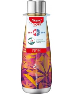 Maped Picnik Solaris Botella Isotermica 0.5L - Doble Pared de Acero Inoxidable - Liquidos Calientes hasta 15h-Frios hasta 30h