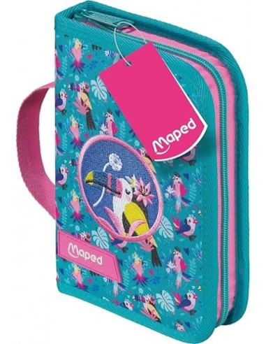 Maped Tropical Estuche con 31 Articulos-Goma de Borrar-Sacapuntas-Lapiz de Grafito HB-2 Boligrafos-Regla-12 Lapices de