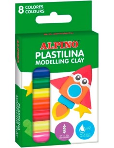 Alpino Pack con 8 Barras de Plastilina 12gr - Muy Flexible - Pueden Mezclarse - Sin Gluten - Colores Surtidos