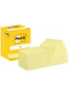 Post-It Pack de 12 Blocs de 100 Notas Adhesivas Reposicionables - Forma Rectangular - 76x102mm - Color Amarillo Claro