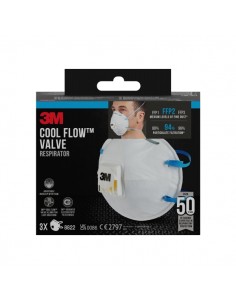 3M Cool Flow Pack de 3 Mascarillas para Particulas FFP2 - Desechable - con Valvula - para Niveles Medios de Particulas -