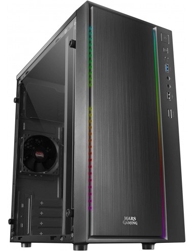 Mars Gaming MCM Caja Minitorre Micro ATX-Mini-ITX - Panel Lateral Acrilico - Iluminacion RGB - Tamaño HDD 2.5"-3.5" -