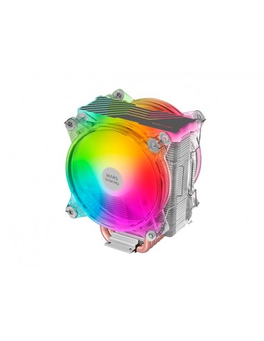 Mars Gaming Doble Ventilador CPU 120mm con Disipador - Iluminacion ARGB - Hasta 220W - Velocidad Max. 1600rpm - 6 Heatpipes