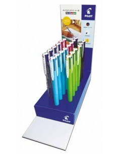Pilot SuperGrip G 4 Colores Expositor con 20 Boligrafos de Bola Retractiles - Tinta con Base de Aceite - Cuerpo de Colores