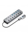 Aisens Hub USB 3.1 Gen1 USB-A USB-C - 4xUSB-A y 4xUSB-C - Botones de Encendido Apagado en Cada Puerto - 30cm - Color Gris