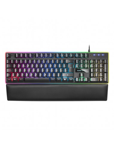Mars Gaming MK320 Teclado Hibrido USB - Retroiluminacion LED RGB - Reposamuñecas Acolchado - Antighosting - Cable de 1.50m
