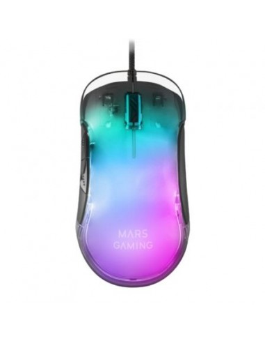 Mars Gaming MMGLOW Raton Gaming USB 12800dpi - Cuerpo con Acabado Espejo - 6 Botones - Iluminacion RGB Chroma - Uso Diestro -